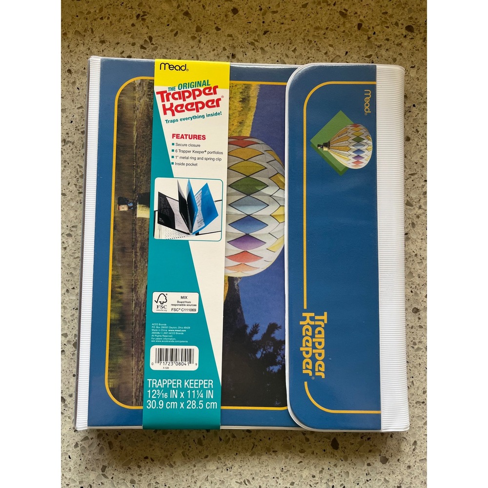 Mead Trapper Keeper Binder Hot Air Balloon Retro 80s 90s Style with 6 Portfolios